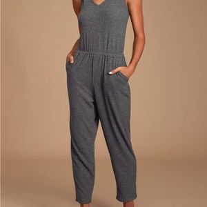 Gray ribbed jumpsuit
